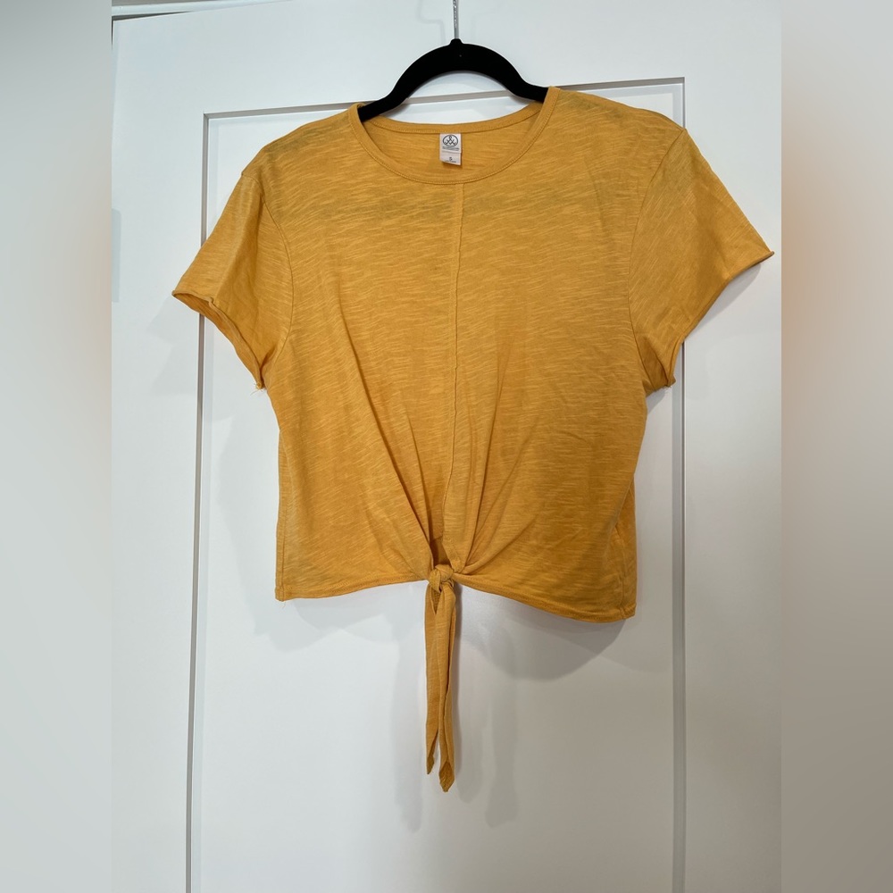 Alternative Mustard Tie Front T-shirt